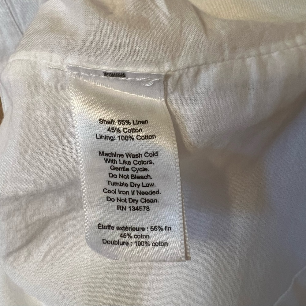 Vineyard Vines Linen Blend Button Front Mini Dress White Small Preppy Old Money - Picture 6 of 6